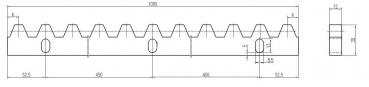 Zahnstange, CA123001V60, 12X30X1005, Zahnstange aus verzinktem Stahl