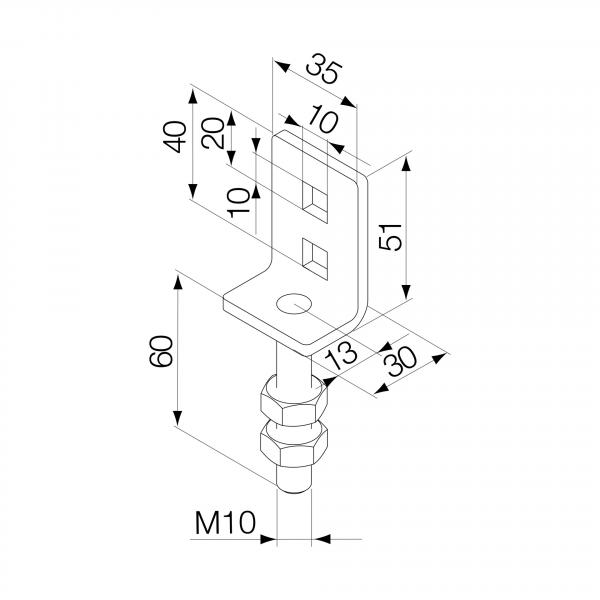 Verstellbarer Bügel für 10mm-Vierkantstift