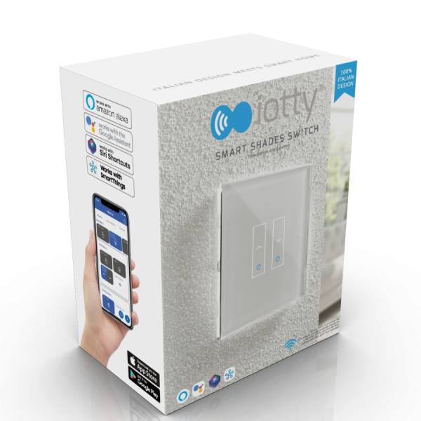 iotty Wi-Fi Smart Shades Switch Model E, 1 Taster, Smarter Rollladenschalter (LSWE2SW, LSWE2SB)